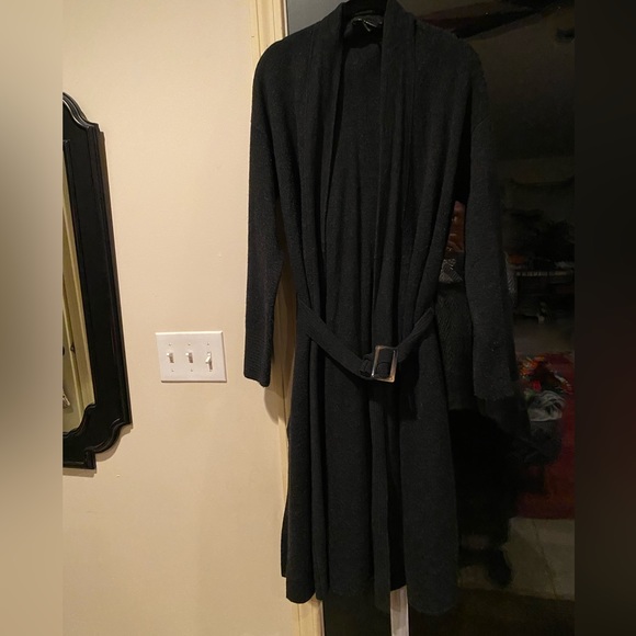 Club Monaco long belted cardigan (small, charcoal) - Picture 2 of 4